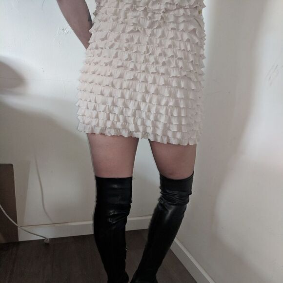 ZARA BASICS EVENING COLLECTION CHAMPAGNE DRESS SIZE S - Picture 4 of 5